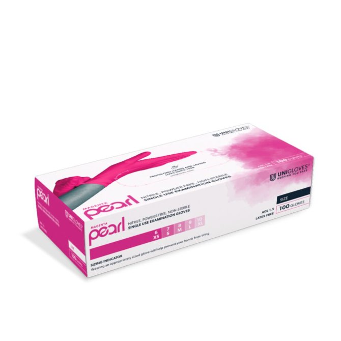 Magenta Pearl Nitrilhandschuhe magenta unsteril puderfrei [Gr. S] [100 Stück]
