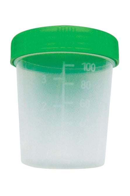 Urinbecher 100 ml, mit Schraubdeckel grün [500 Stück]