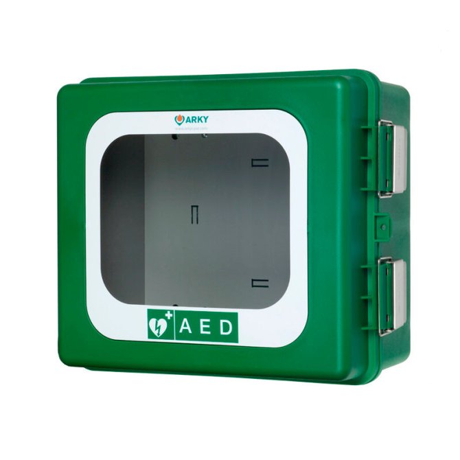 ARKY outdoor AED Wandschrank mit Alarm und Heizelement, 24 V-Netzteil [34 x 40 x 20 cm]
