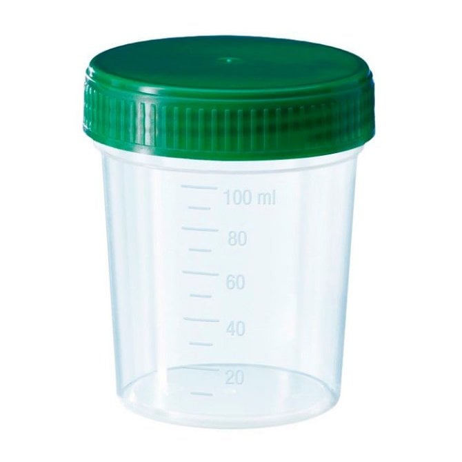 Urinbecher 125 ml,  mit  Schraubdeckel, grün [5 x 100 Stück]