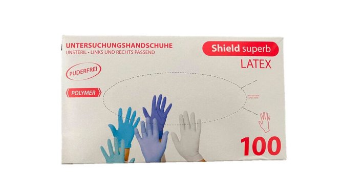 Shield Superb Latex-Handschuh unsteril puderfrei naturweiß [Gr. L] [100 Stück]