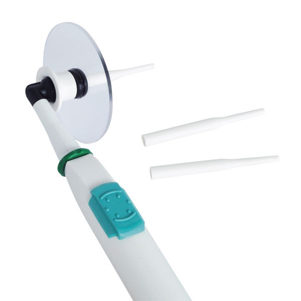 Otoscillo Nachrüstsatz professional, 1 Handgriffadapter mit automatischer Rücklaufsperre, Spritzschutzteller, 100 Einmaldüsen