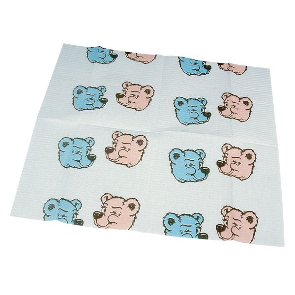 Happy Kids Kinder-Patientenservietten weiß mit Bärchendruck [33 x 35 cm] [50 Stück]