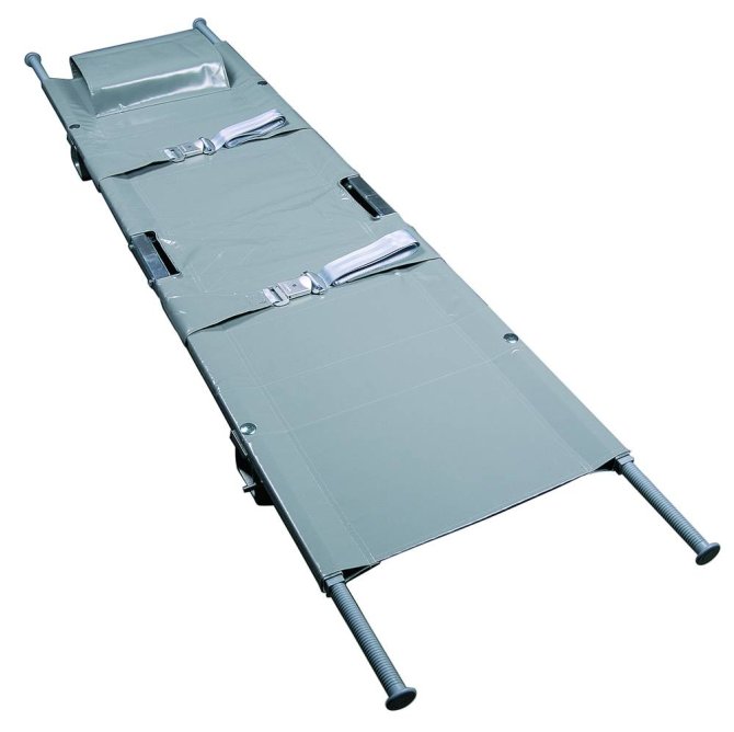 ultraSTRETCHER 0710, 2xklappbar,grau,DIN13024K, 2 Gleit-/2 Rollenfüße,Krankentrage