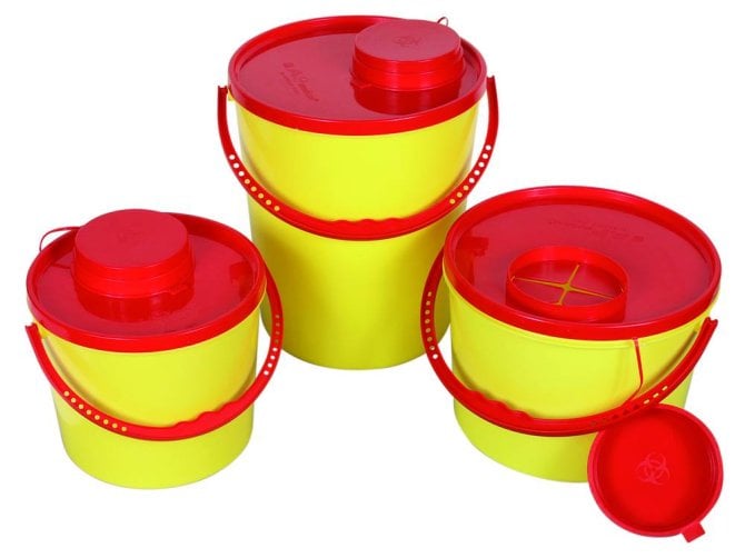 Kanülen-Entsorgungsbox, gelb mit rotem Deckel [5 Liter]