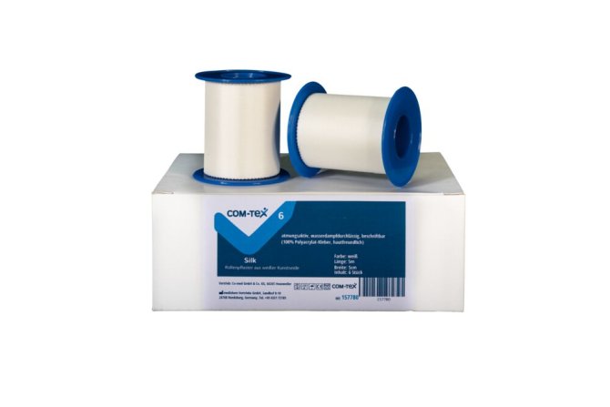 COM-TeX Silk Rollenpflaster aus weißer Kunstseide [1,25 cm x 5 m] [18 Rolle(n)]
