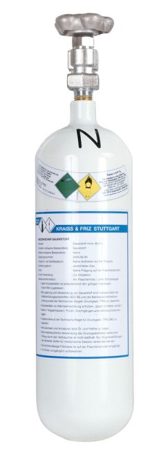 Sauerstoffflasche gefüllt mit Restdruckventil [2 l]