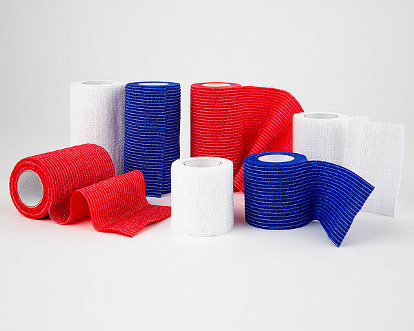 Elastus active comfort Farbmix 10 x blau 8 x rot 6 x weiß kohäsive elastische Binde [7,6 cm x 4,5 m] [24 Stück]