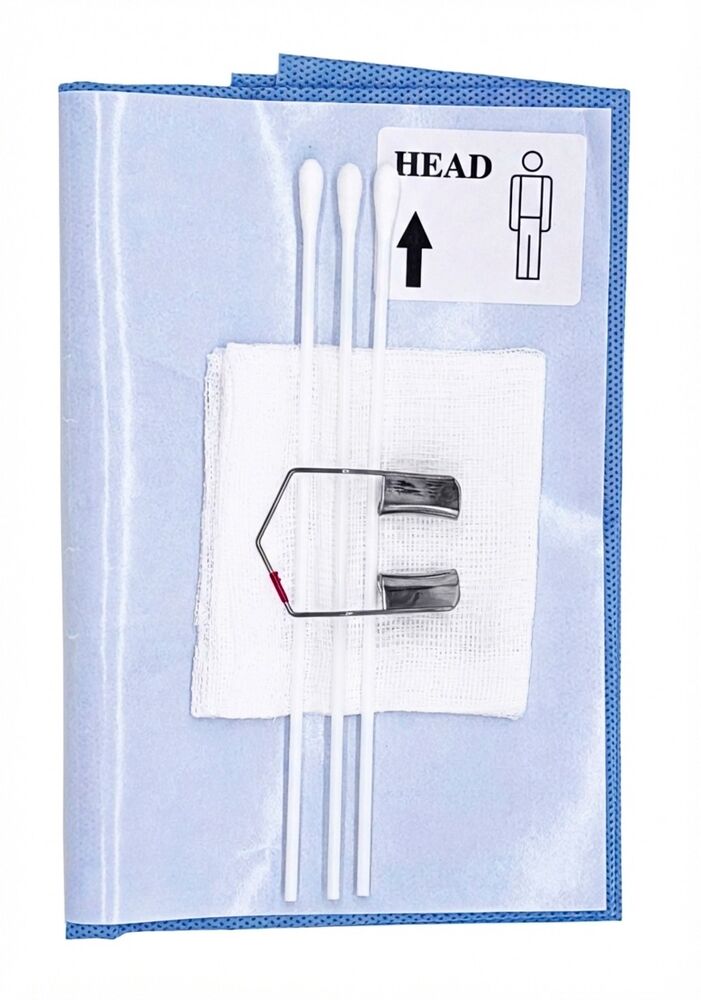 IVOM-Basic Set bestehend aus: 1xSchutzunterlage 60x60cm,2xMullkompresse 7,5x7,5cm,2xWattestäbchen , 1xLidsperrer geschlossen groß, 1x Augentuch 40x50cm