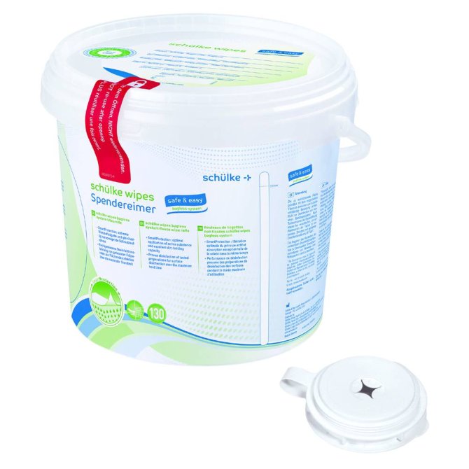 Schülke Wipes safe & easy bagless system, Eimer mit je 130 Tüchern [6 Stück]