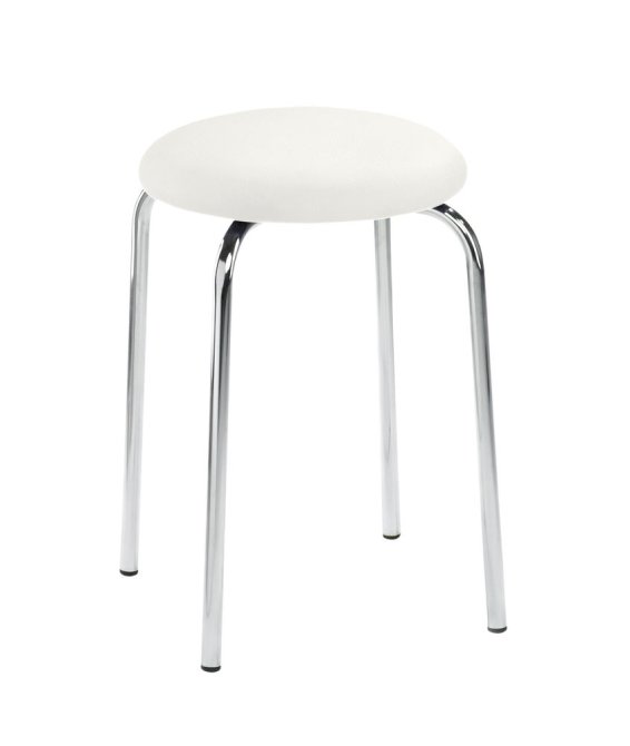 Hocker myLUPO Gestell Chrom Kunstleder polarweiß Sitzhöhe 48 cm [2 Stück]