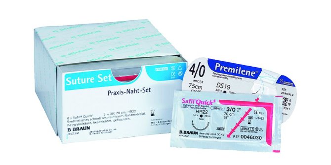 Praxis-Nahtset S, 24 Stück, 3x6 Folien Optilene und 1x6 Folien Novosyn Quick