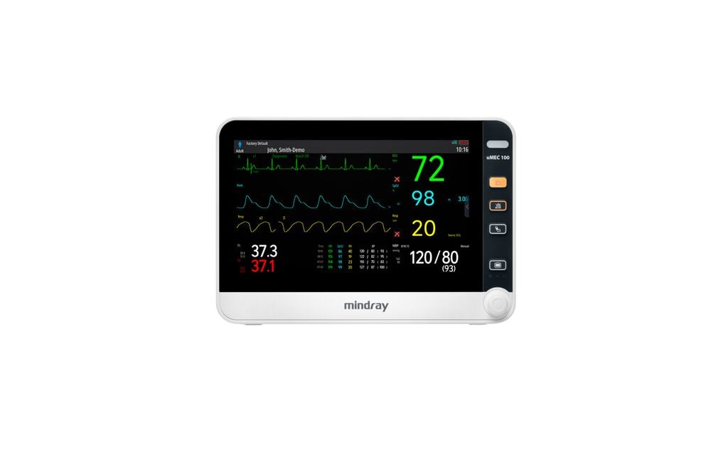 Paket: uMEC100 Patientenmonitor 10" Display inkl. Stromkabel SpO2 Sensor + Kabel 512F 3-Kanal EKG Kabel Set Clip Erwachsene Blutdruckmanschette Erwachsene Bedienunganleitung
