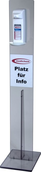 Bodenständer für touchless und manuelle Spender 1,50 m hoch aus chemikalienresistentem Acrylglas glasklar