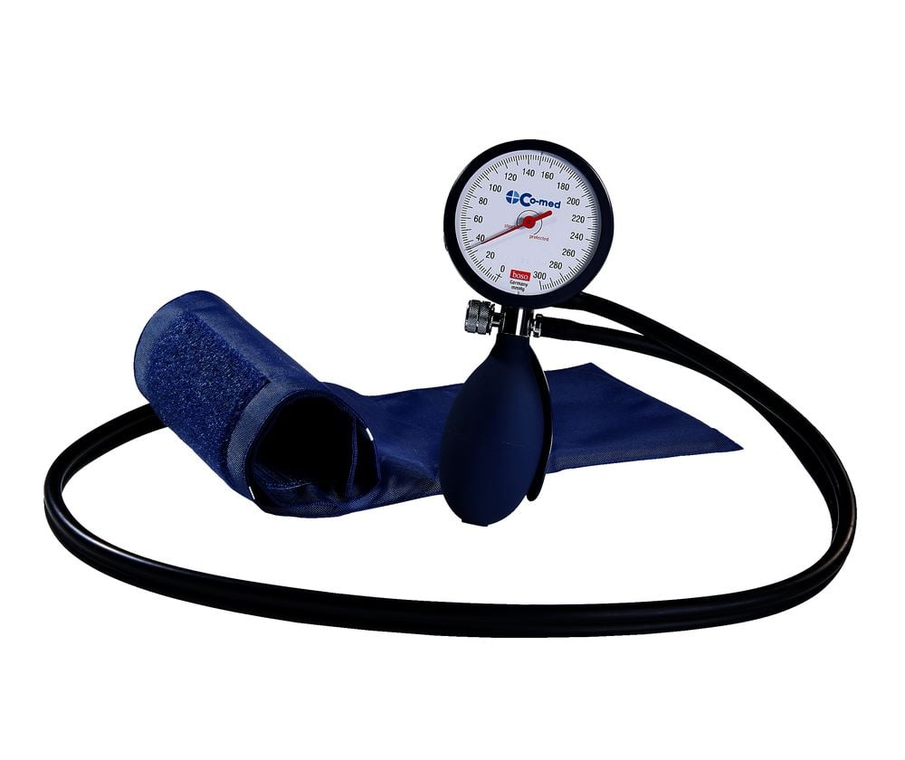 Blutdruckmessgerät Co-med Clinicus II blau 60 mm Doppelschlauch mit blauer XL Klettenmanschette [Armumfang 33-41 cm]