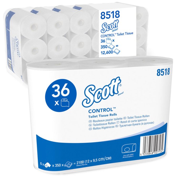 SCOTT Toilettenpapier, weiß, 3-lagig [Rolle á 350 Blatt] [6x6 Rolle(n)]