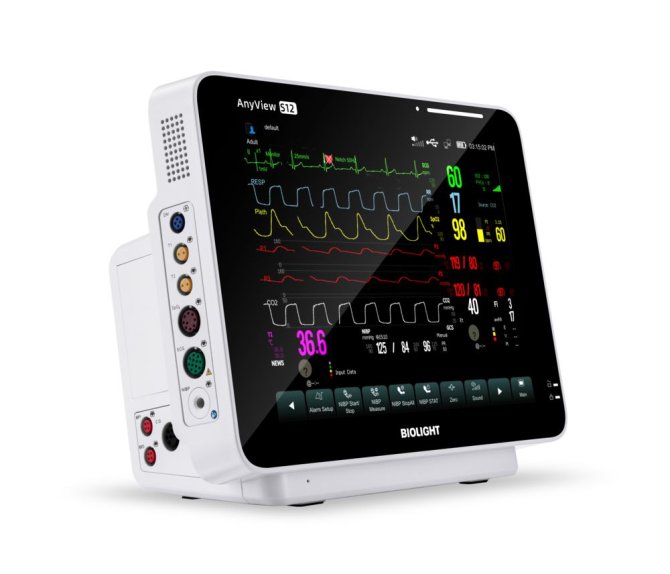 Anyview S12 Patientenmonitor 175x320x262mm inkl. 5-adriges Patientenkabel,10xEinwegelektroden,1xNIBP-Schlauch,1xErw.-Manschette,1xSpO2-Sensor-Verlängerungskabel,1xSpO2-Sesor Erw.,1xThermodrucker