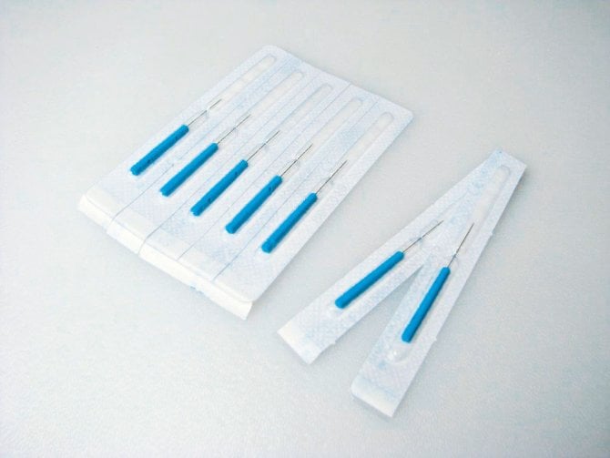 Silikonisierte Akupunkturnadeln mit Kunststoffgriff [0,20 x 15 mm] [100 Stück]