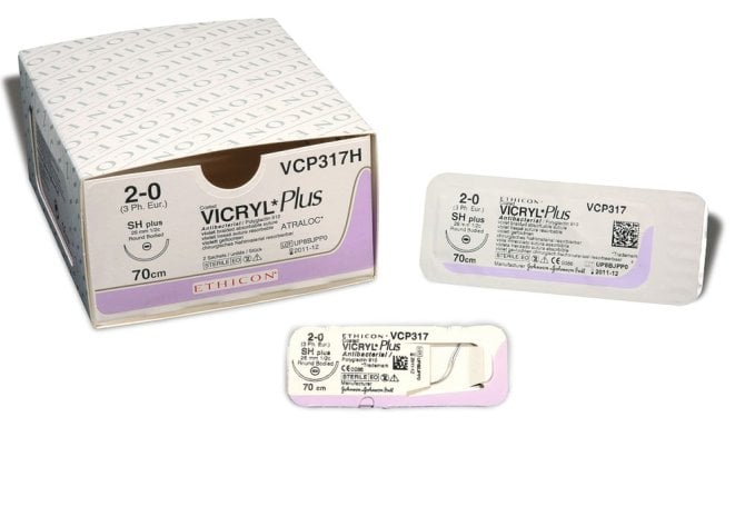 Vicryl Plus ungefärbt geflochten 2/0 3 x 45 cm [36 Stück]