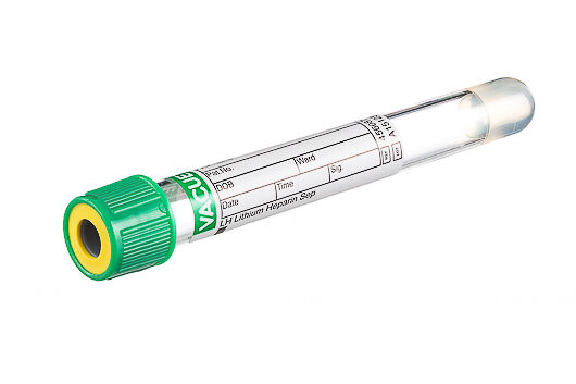 Vacuette Röhrchen 5 ml LH Lithium Heparin Separator 13x100 grüne Kappe-gelber Ring non-ridged steril [1200 Stück]