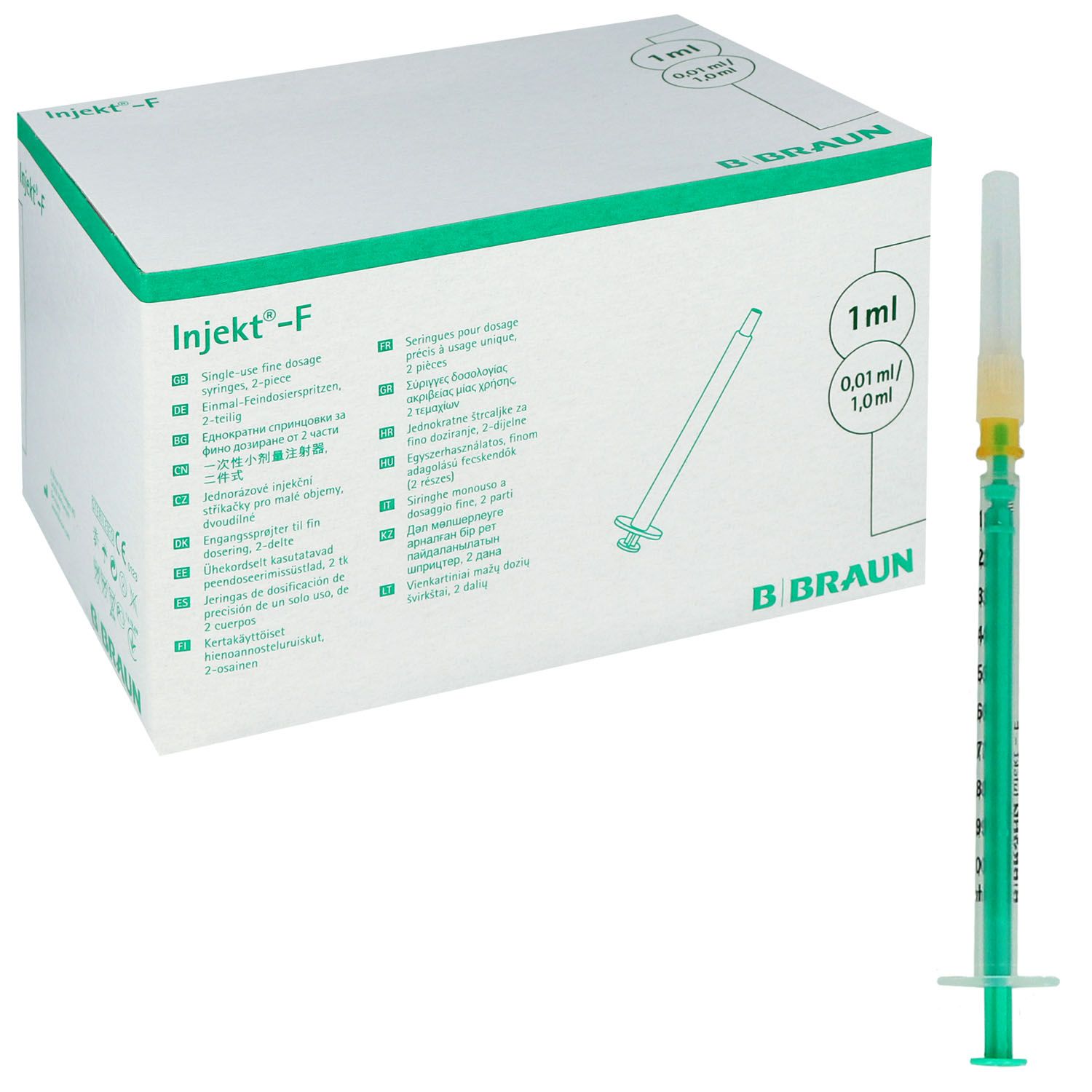 Injekt-F Feindosierungsspritzen 1 ml mit Kanüle 25G - 100 Stück