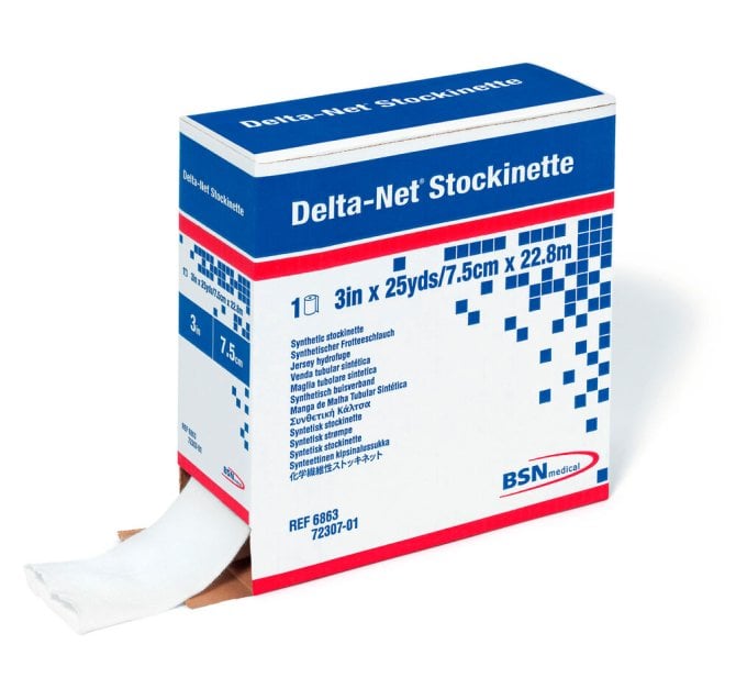 Delta-Net Rolle in Spenderbox Synthetischer Schlauchverband [22,8 m x 2,5 cm]