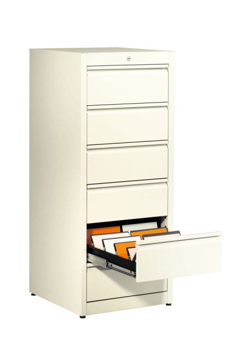 Karteischrank, BVL365K2, 6 Schubladen,  1350x552x600mm, 2-bahnig, Griffleiste, Korpus und Front reinweiß RAL9010
