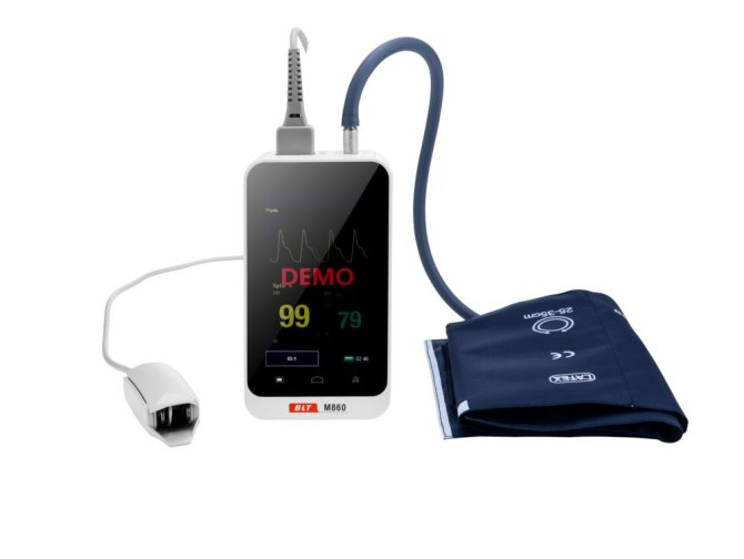 M860 Handhled Monitor inkl. SpO2-Fingerclip USB-Kabel Netzadapter Manschette (für Armumfang 25-35 cm)