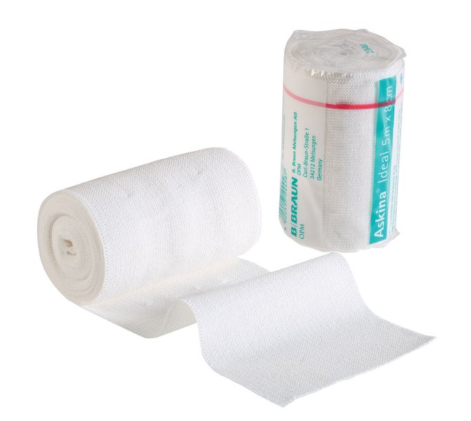 Askina Idealbinde einzeln verpackt mit Verbandklammer [6 cm x 5 m]