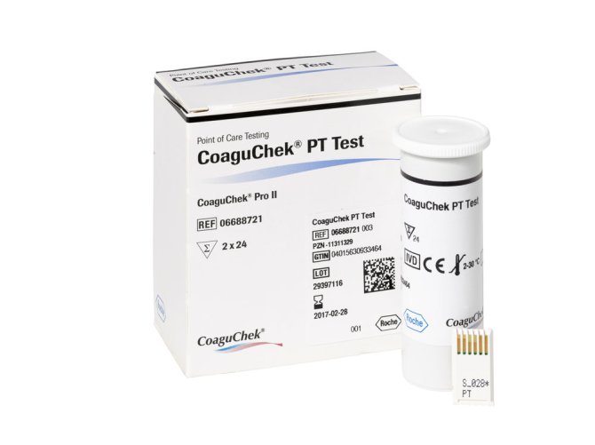CoaguChek PT Teststreifen für CoaguChek Pro II Set [2x24 Stück]