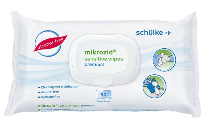 Mikrozid sensitive wipes premium mit alkoholfreier Lösung getränkt [20 x 20 cm] [50 Stück]