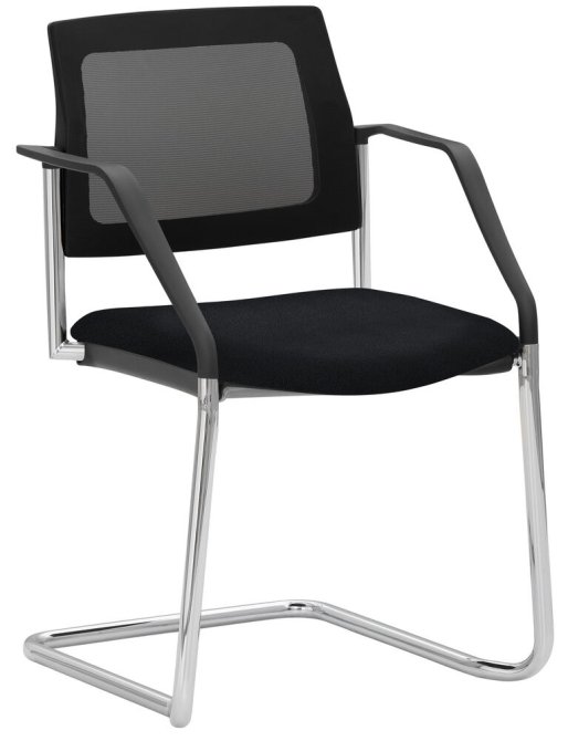 myPLANO Stapelstuhl Freischwinger Gestell chrom mit Armlehnen