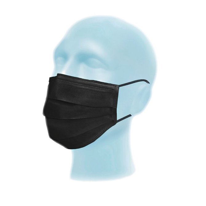 Mundschutz mit Gummiband Suavel Protec schwarz Typ II [50 Stück]
