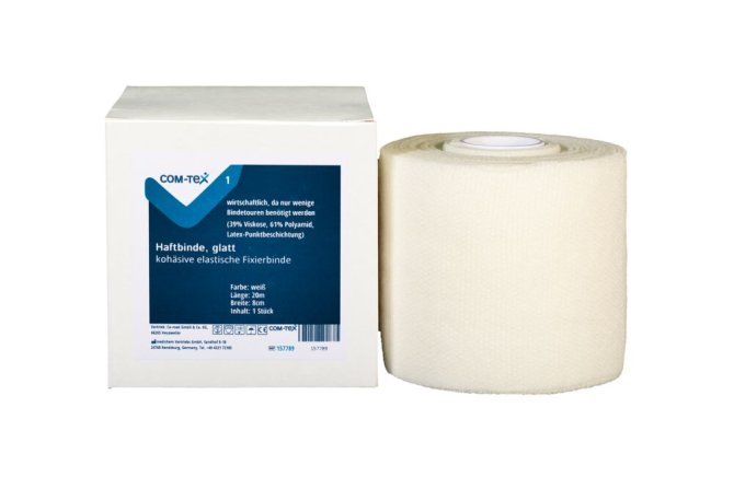 COM-TeX Haftbinde weiß glatt kohäsive elastische Fixierbinde [4 cm x 20 m]