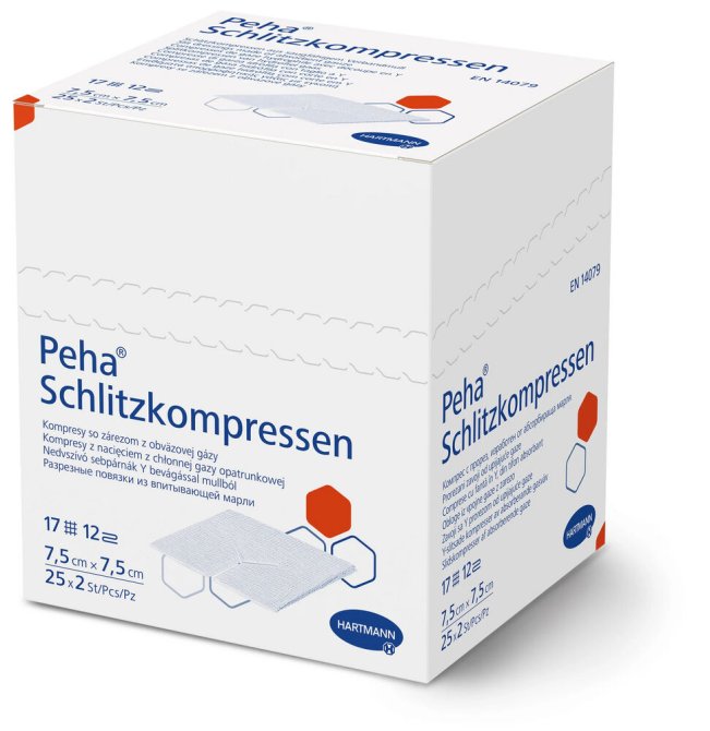 Peha-Schlitzkompressen steril 12-fach [7,5 x 7,5 cm] [2 x 50 Stück]