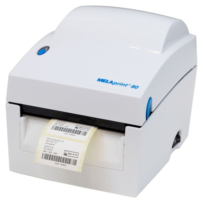 MELAprint 80 Barcode-Etikettendrucker inkl. Netzwerkkabel, USB-Kabel und 1 Rolle Etiketten