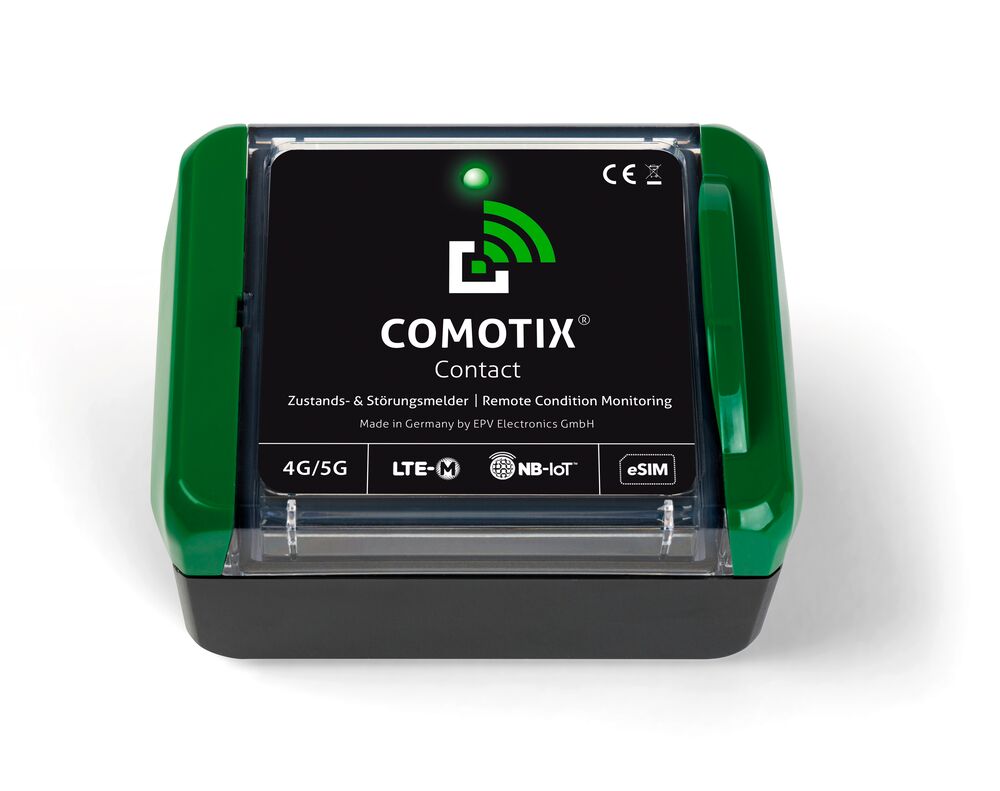 COMOTIX Contact (4G/5G)  Fernüberwachung von Schaltsignalen/Störausgängen Gerät mit 2-adriger Anschlussleitung, offenen Enden und WAGO-Klemmen