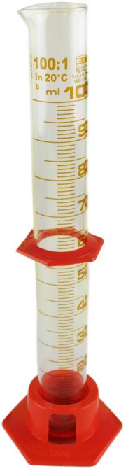 Messzylinder hohe Form, 50 ml m. Kunststoffuß