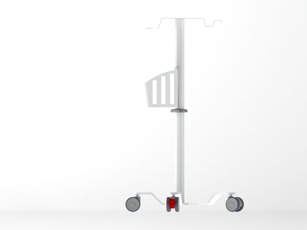 Mobiler Ständer auf Rädern mit Korb für Manschetten
