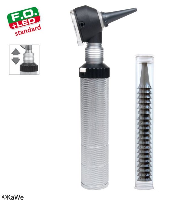 Otoskop F.O.30 LED 3,5 V LED high power Griff C inkl. Akku Li-Ion und Tasche